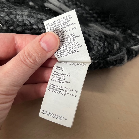 The North Face Black and Gray Beanie Cap with Earflaps Wool Blend - Picture 7 of 9